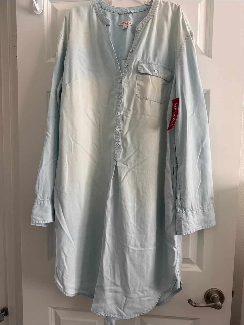 Merona Indigo Denim Shirt Dress Jacket - Light Blue NO BELT.